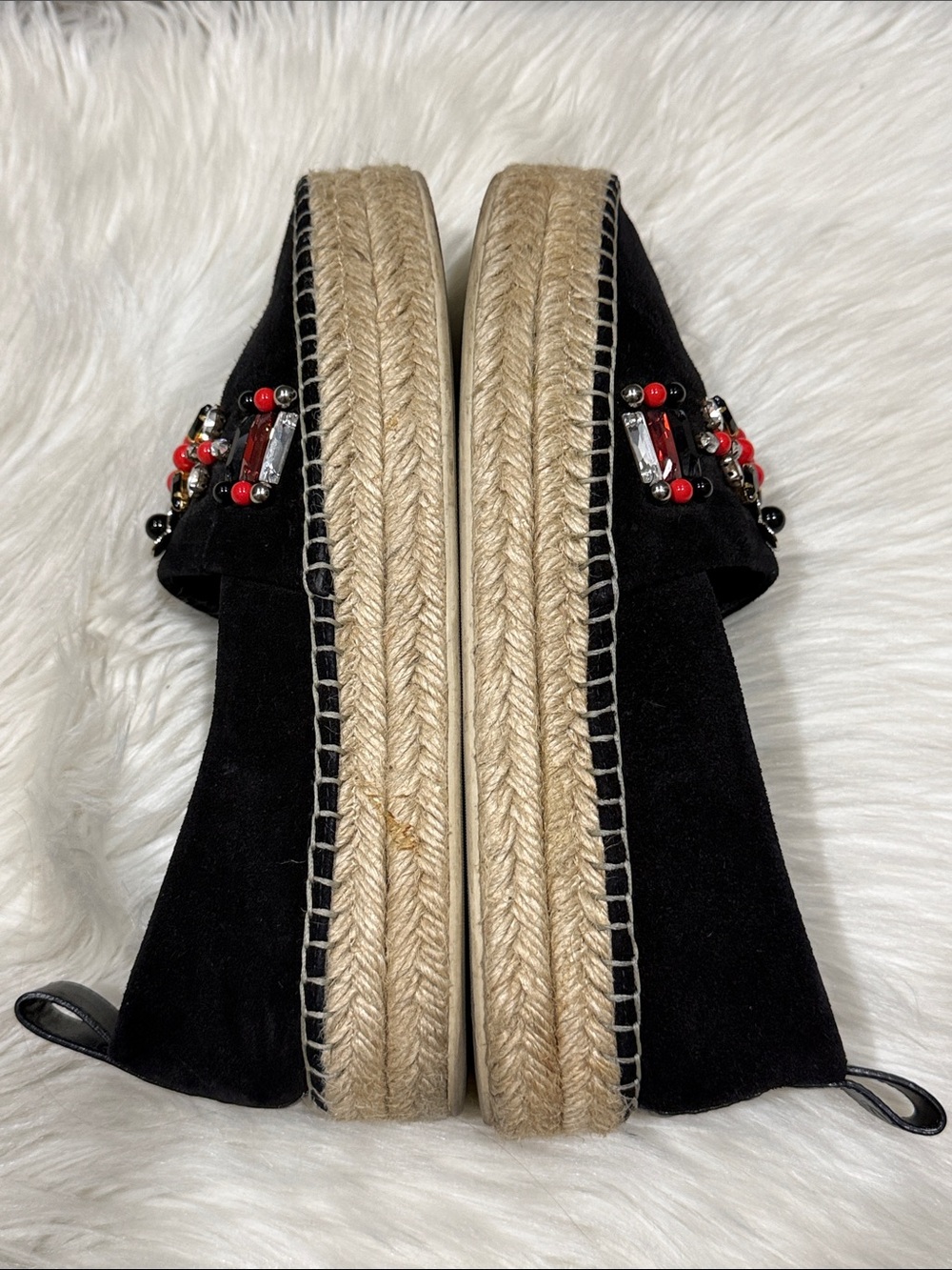 LOUIS VUITTON Front Pier Black Suede Crystal Embellished Espadrilles - Picture 6 of 16